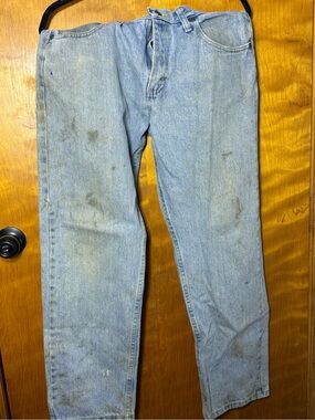 Wrangler Premium Quality Relaxed Fit Work Jeans 32x30 Light Wash Denim